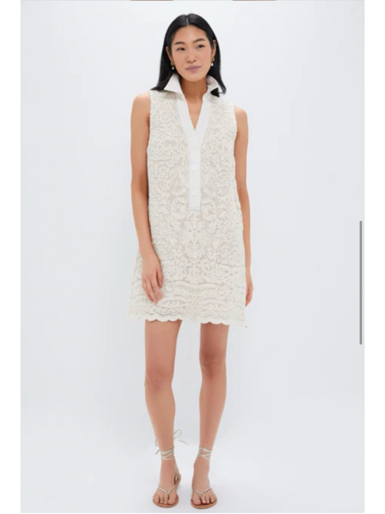 Tuckernuck Collier Tab White Crochet Sleeveless Mini Dress XL - Picture 4 of 7